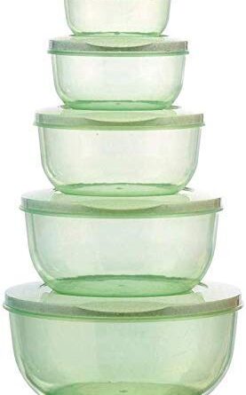 G-KARUNA Air Seal Plastic Grocery Storage Container Set for Kitchen,Microwave Safe, Freezer Safe, Set of 5 (Multicolor)