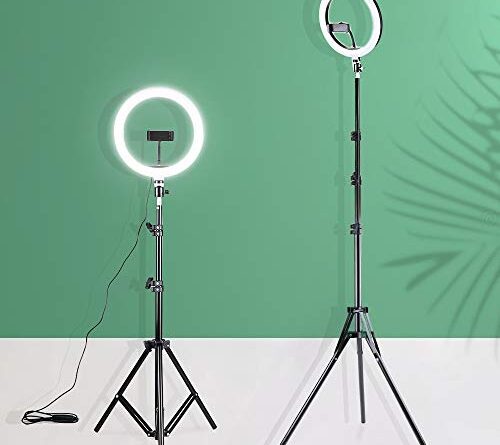 7 Feet Long Tripod Stand (84 Inch) with 12" LED Ring Light Combo for Tiktok MX Taka tak Instagram Reels YouTube vlogging Vigo Video Shooting and Recording with Mobile Phone Camera Clip Setup