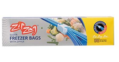 ZIPZAG Plastic Food Storage Re-Usable Bag Safe for Freezer & Microwave 10 Pcs (Clear)