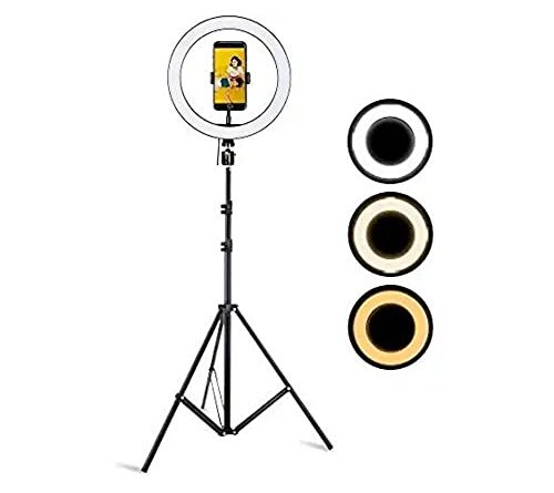 theprintingzone original 10" inch LED Ring Light with 9 feet Tripod Stand for Mobile Phones & Camera | 3 color modes Dimmable Lighting | For YouTube | Photo-shoot | Video shoot | Live Stream | Makeup & Vlogging