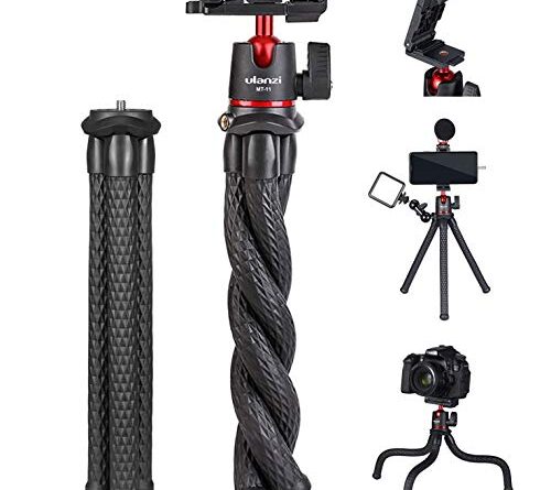 ULANZI Camera Tripod, Mini Flexible Tripod Stand with Hidden Phone Holder w Cold Shoe Mount, 1/4'' Screw for Magic Arm, Universal for iPhone 11 Pro Max XS Max X 8 7 Samsung Canon Nikon Sony Cameras