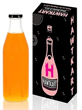 HAWTKART - Glass water bottle with leak-proof air tight cap, 1000ml, Pack of 1, Transparent