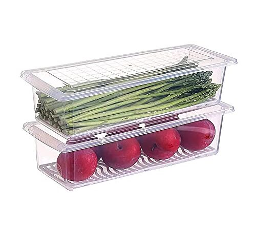 Horlite Fridge Storage Boxes Freezer Refrigerator Storage Containers Boxes Plastic with Stackable Lid - 1500 ML , Clear (1)