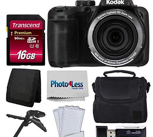 Kodak PIXPRO AZ401 Astro Zoom 16MP Digital Camera (Black) + Camera Case + Transcend 16GB SDHC Class10 UHS-I Card 400X Memory Card + USB Card Reader + Table Tripod + Accessories