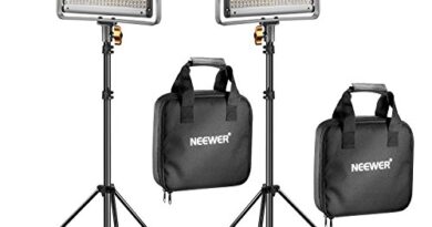 Neewer 2 Packs Dimmable Bi-Color 480 LED Video Light and Stand Lighting Kit Includes: 3200-5600K CRI 96+ LED Panel with U Bracket, 75 inches Light Stand for YouTube Studio Photography, Video Shooting