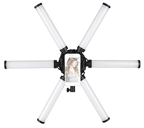 26 Inch 54W Foldable 6 s Stick Beauty Light 3200K-5600K Bi-Color LED Fill Light CRI 90+ with Flexible Phone Holder for Portrait P graphy Live Strea ng Vlogging Makeup (UK Plug) -Layfoo