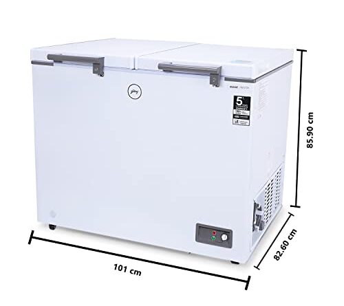 Godrej 300 L Double Door Convertible Deep Freezer (DH EPenta 325C 31 CMFP2LM RW , White, Pentacool Technology)