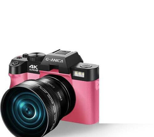 G-Anica Digital Cameras for Photography, 48MP&4K Video/Vlogging Camera for YouTube with WiFi, 60FPS Autofocus Travel Camera with Wide-Angle & Macro Lens （Pink）