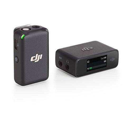 DJI Mic - Wireless Microphone System for Smartphones, Cameras, Laptops, Compact and Portable Wireless Mic Lavalier with Single-Channel Recording, 250 Meter Transmission Range, 15-Hour Battery Life